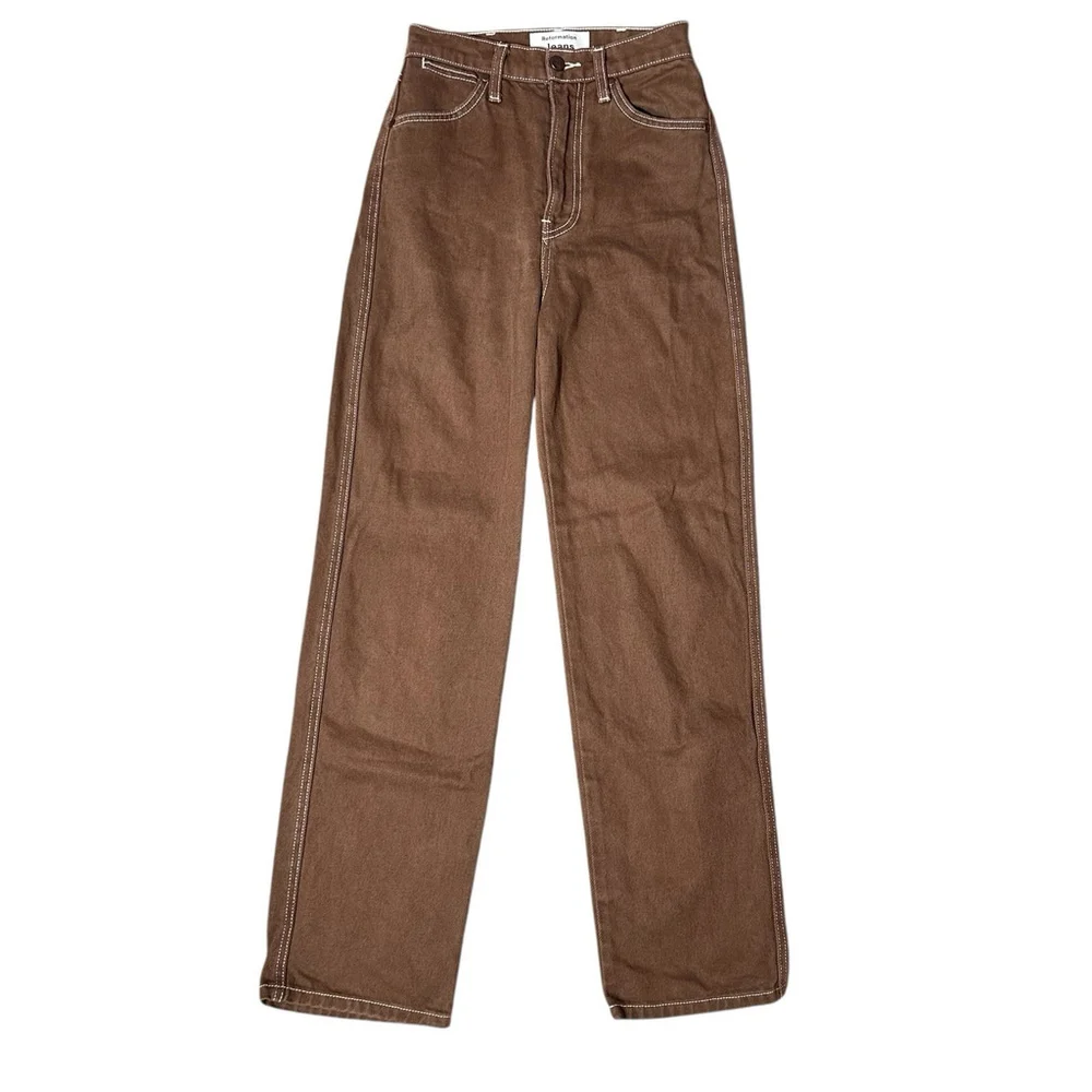 Reformation Cowboy High Rise Straight Jeans Chocolate Brown Women Sz 23x27 NWOT